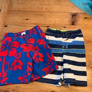 Two boys bathing suits.
